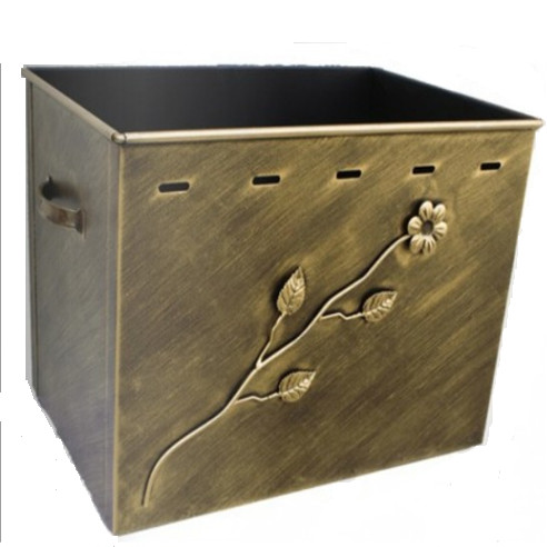 Metal woodbin beveled edge